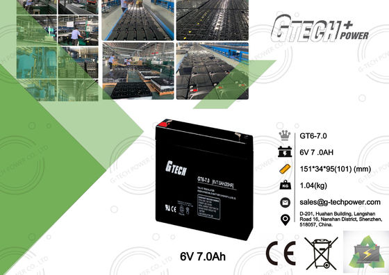 1.04KG σφραγισμένη ελεύθερη επαναφορτιζόμενη μπαταρία 6v 7ah συντήρησης για το σύστημα συναγερμών