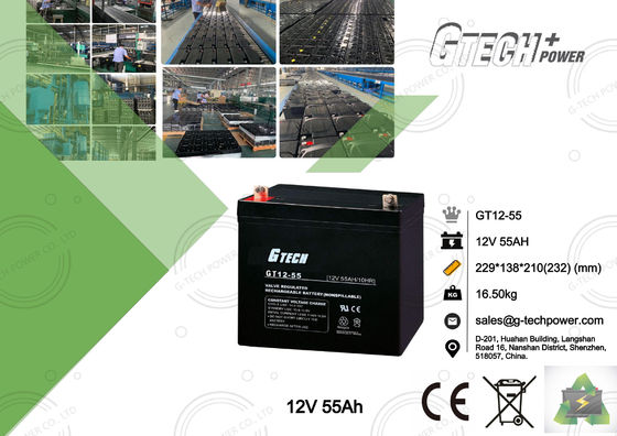 Όξινη μπαταρία 12v 55ah μολύβδου συντήρησης ελεύθερη σφραγισμένη ρυθμισμένη VRLA